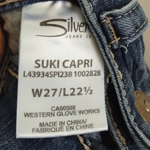 Silver Jeans - Suki Mid Pencil Skinny capris jeans size 27 x L22.5 - Picture 10 of 11